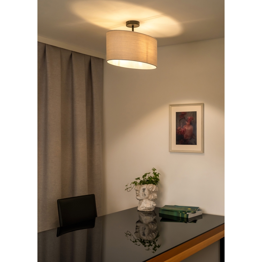 Duolla - Bevestigde hanglamp OVAL 1xE27/15W/230V grijs