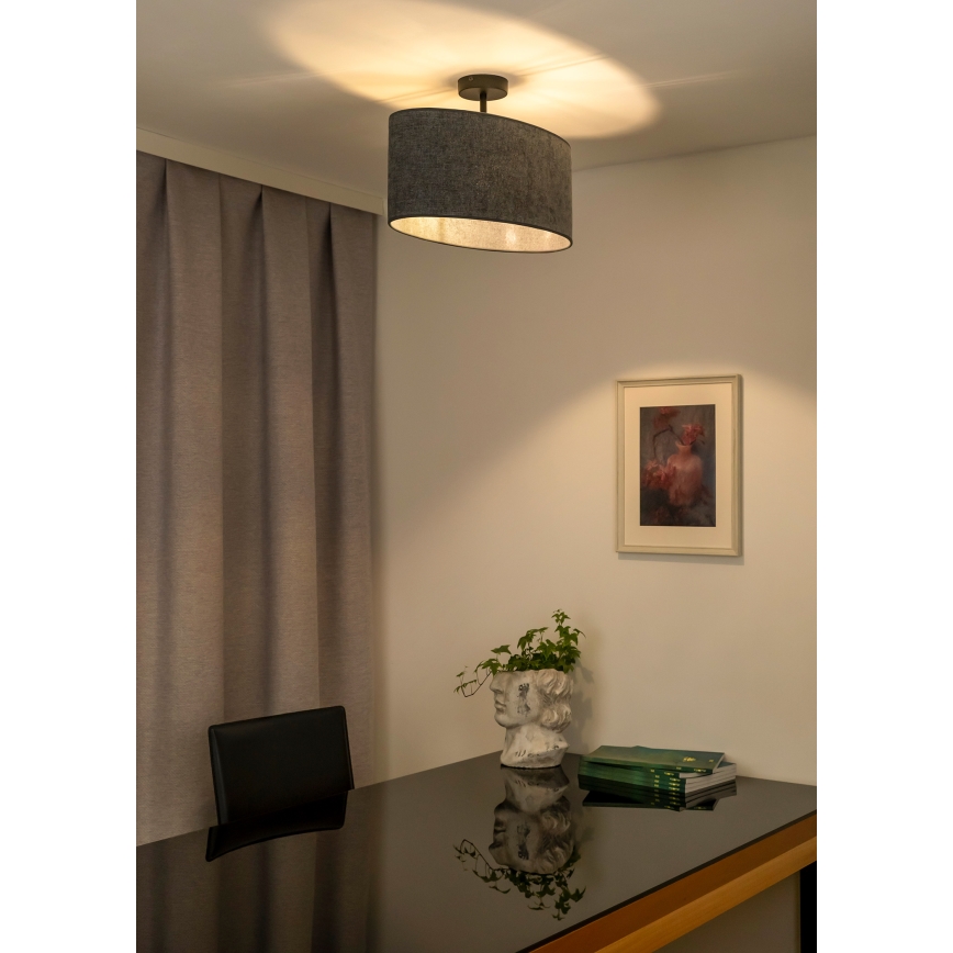 Duolla - Bevestigde hanglamp OVAL 1xE27/15W/230V grijs