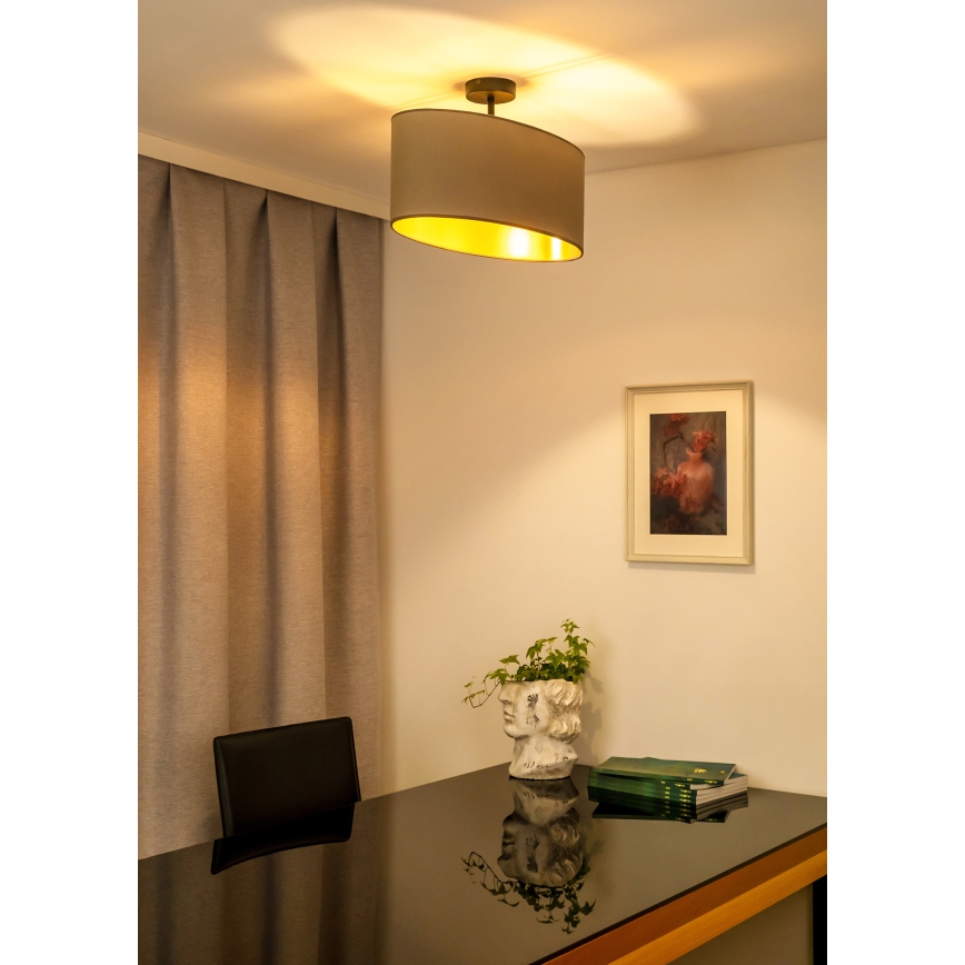 Duolla - Bevestigde hanglamp OVAL VEGAN 1xE27/15W/230V beige