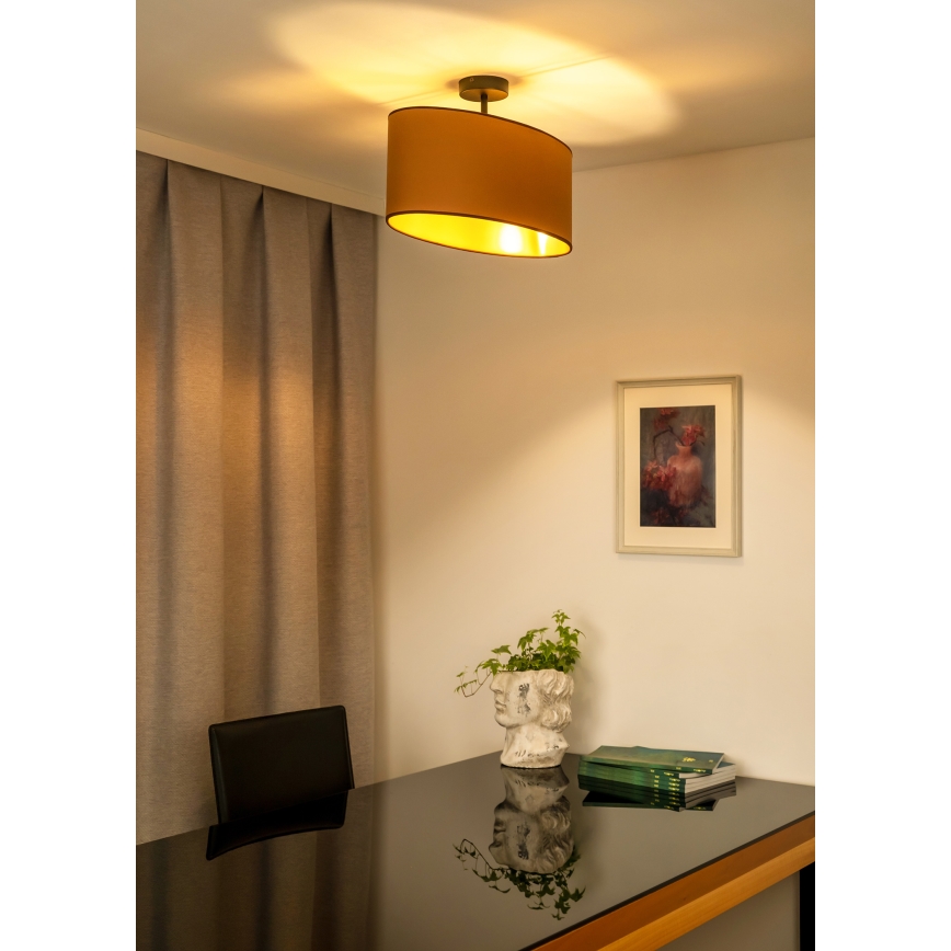 Duolla - Bevestigde hanglamp OVAL VEGAN 1xE27/15W/230V bruin