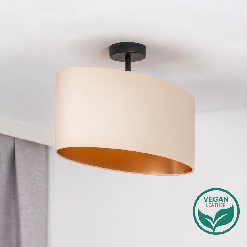 Duolla - Bevestigde hanglamp OVAL VEGAN 1xE27/15W/230V crème