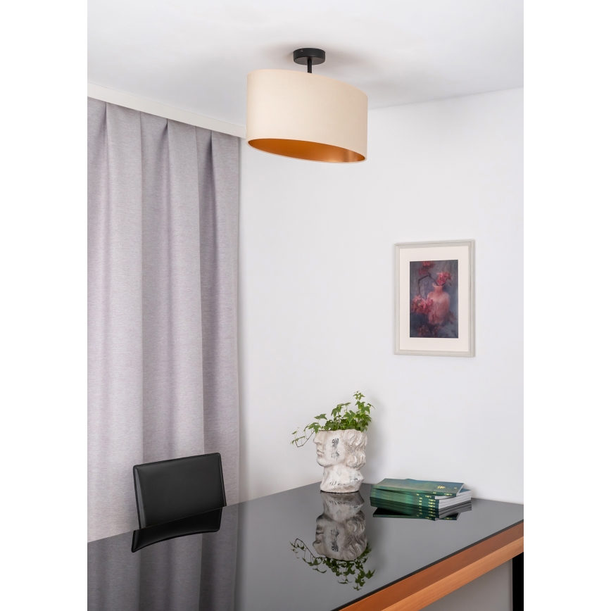 Duolla - Bevestigde hanglamp OVAL VEGAN 1xE27/15W/230V crème