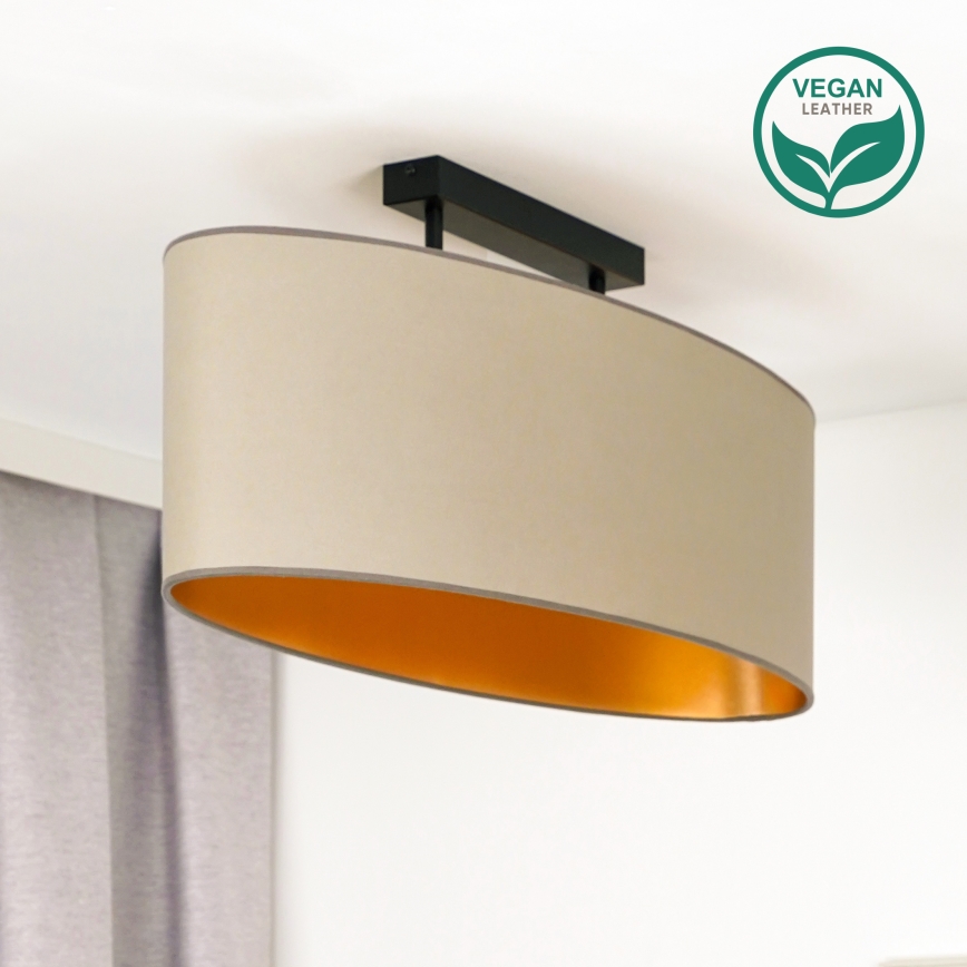 Duolla - Bevestigde hanglamp OVAL VEGAN 2xE27/15W/230V beige