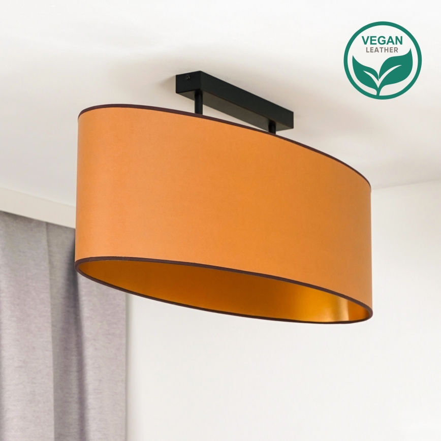 Duolla - Bevestigde hanglamp OVAL VEGAN 2xE27/15W/230V bruin