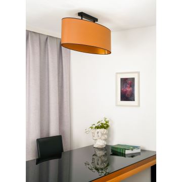 Duolla - Bevestigde hanglamp OVAL VEGAN 2xE27/15W/230V bruin