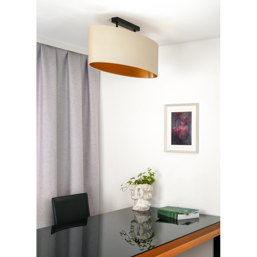 Duolla - Bevestigde hanglamp OVAL VEGAN 2xE27/15W/230V crème