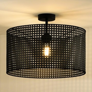 Duolla - Bevestigde hanglamp ROLLER RATTAN 1xE27/15W/230V zwart