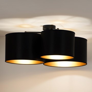 Duolla - Bevestigde hanglamp ROLLER TRIO SHINY 3xE27/15W/230V zwart/goud