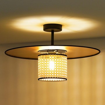 Duolla - Bevestigde hanglamp TOKYO RATTAN 1xE27/15W/230V goud/rotan