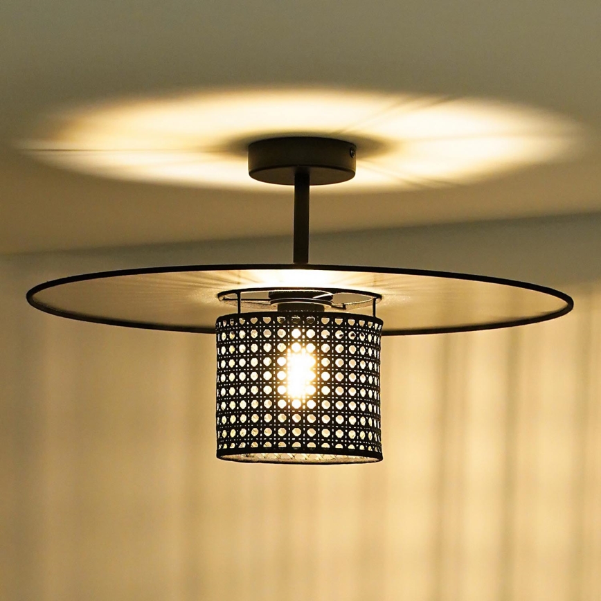 Duolla - Bevestigde hanglamp TOKYO RATTAN 1xE27/15W/230V zwart/zilver