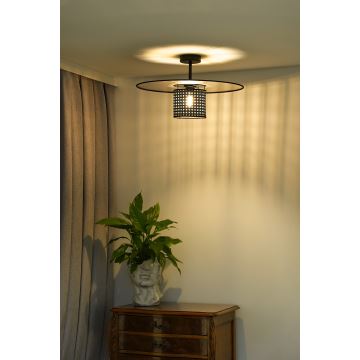 Duolla - Bevestigde hanglamp TOKYO RATTAN 1xE27/15W/230V zwart/zilver