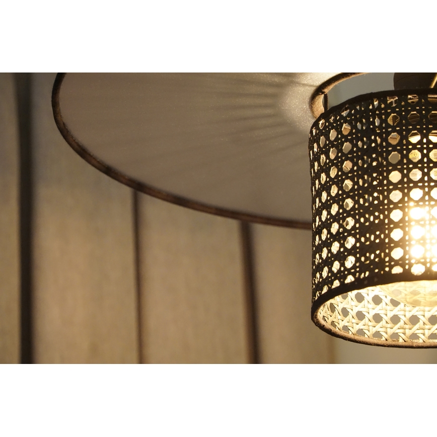 Duolla - Bevestigde hanglamp TOKYO RATTAN 1xE27/15W/230V zwart/zilver