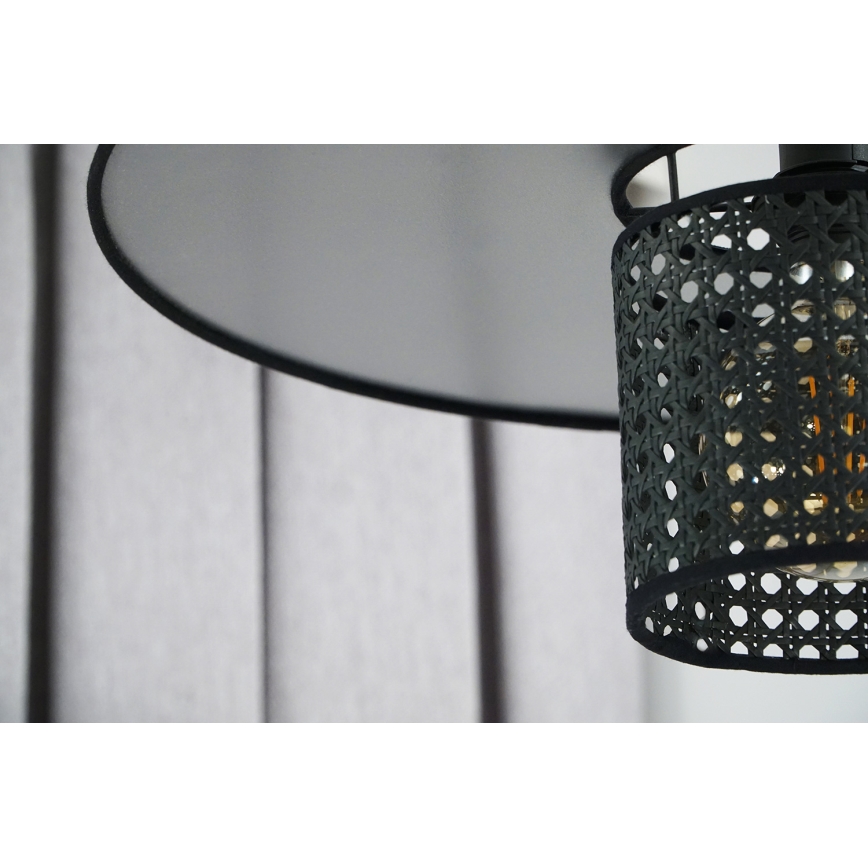 Duolla - Bevestigde hanglamp TOKYO RATTAN 1xE27/15W/230V zwart/zilver