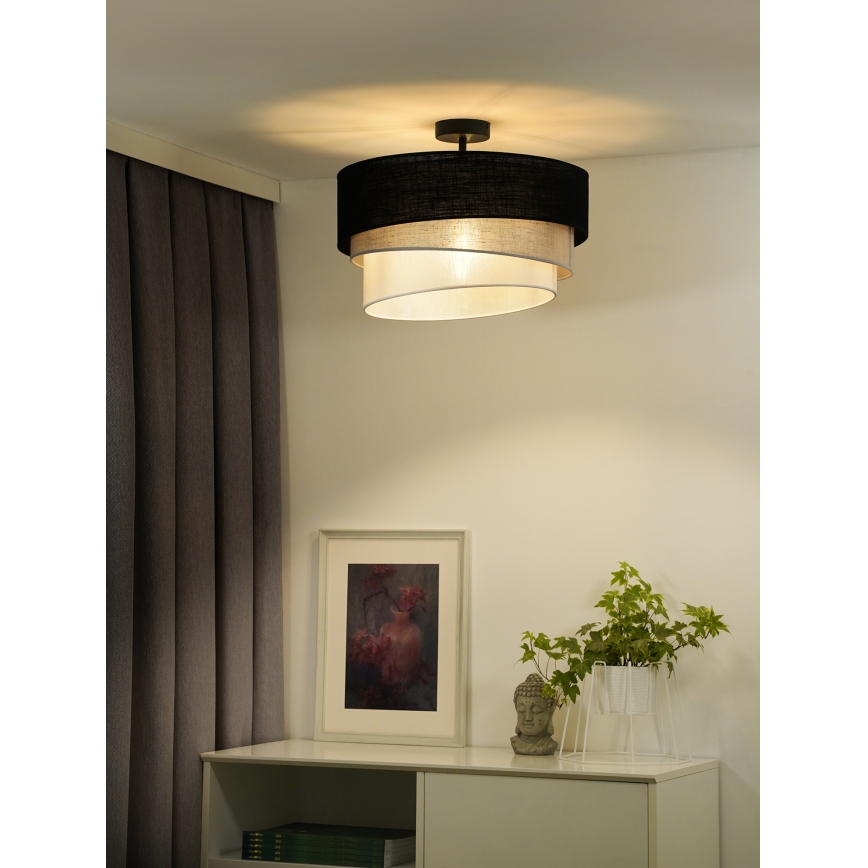 Duolla - Bevestigde hanglamp TRIO 1xE27/15W/230V zwart/grijs/wit