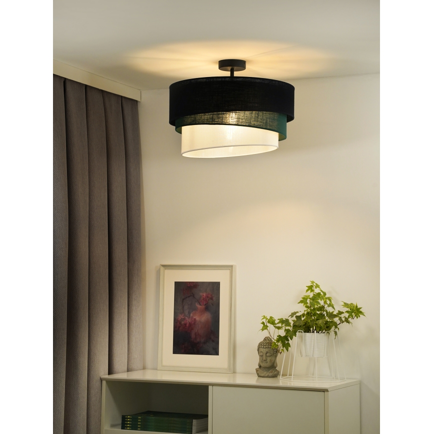 Duolla - Bevestigde hanglamp TRIO 1xE27/15W/230V zwart/groen/wit