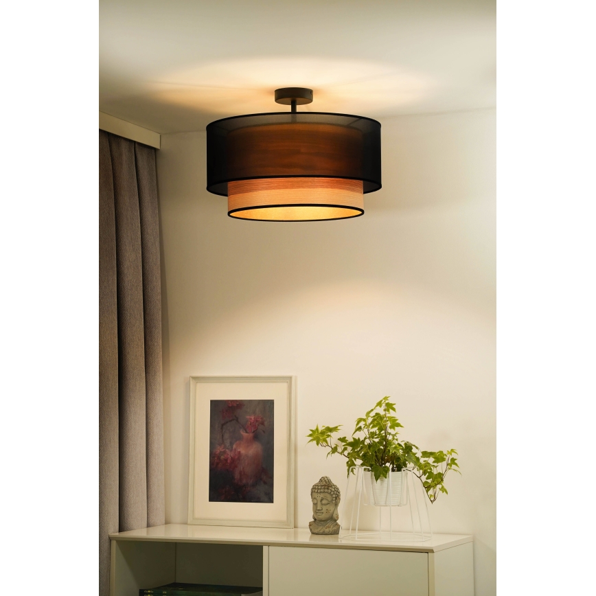 Duolla - Bevestigde hanglamp WOOD BOHO 1xE27/15W/230V zwart/beige