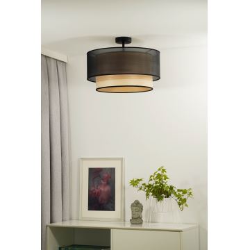 Duolla - Bevestigde hanglamp WOOD BOHO 1xE27/15W/230V zwart/beige