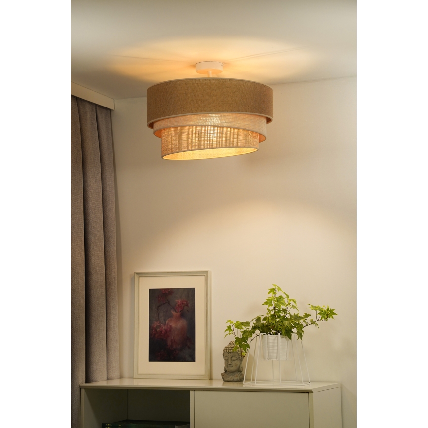 Duolla - Bevestigde hanglamp YUTE TRIO 3xE27/15W/230V diameter 60 cm bruin/grijs/beige