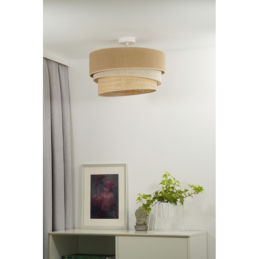 Duolla - Bevestigde hanglamp YUTE TRIO 3xE27/15W/230V diameter 60 cm bruin/grijs/beige