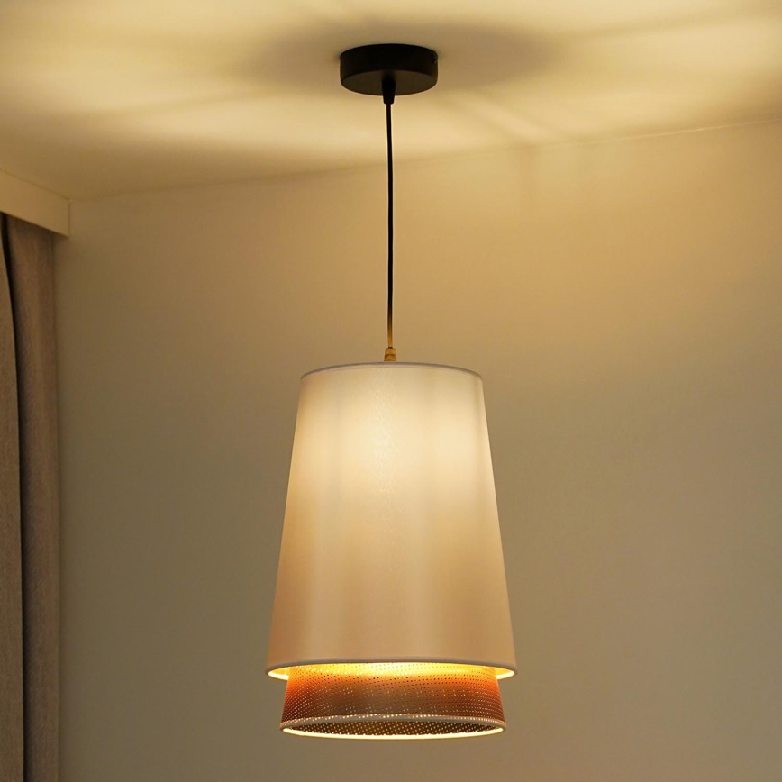 Duolla - Hanglamp aan een koord BELL SHINY 1xE27/15W/230V wit/koper