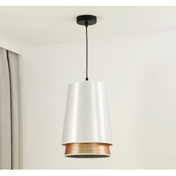 Duolla - Hanglamp aan een koord BELL SHINY 1xE27/15W/230V wit/koper