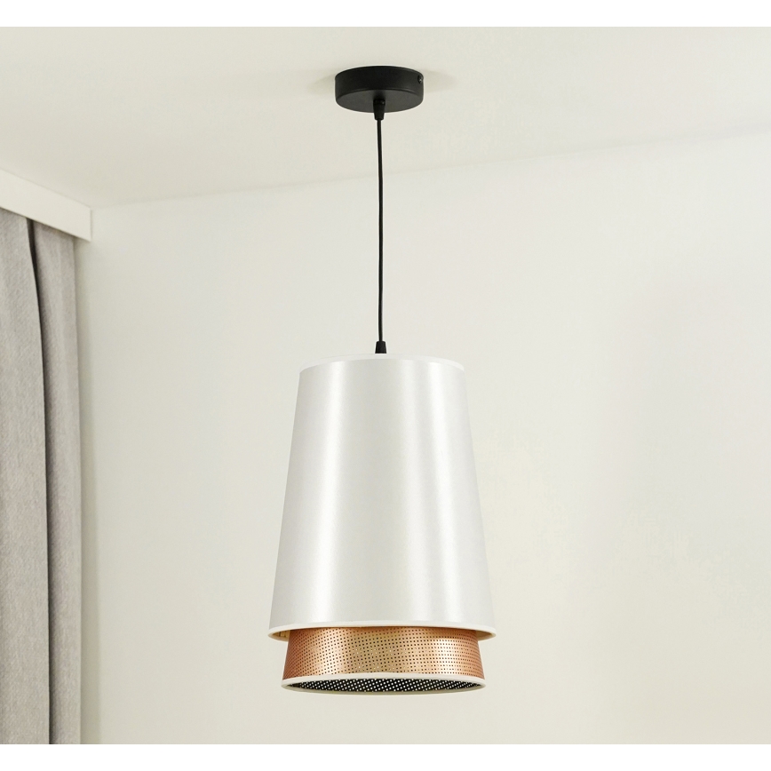 Duolla - Hanglamp aan een koord BELL SHINY 1xE27/15W/230V wit/koper