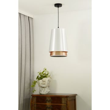 Duolla - Hanglamp aan een koord BELL SHINY 1xE27/15W/230V wit/koper