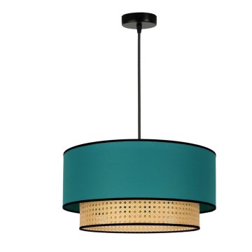 Duolla - Hanglamp aan een koord BOHO 1xE27/15W/230V turquoise/rotan