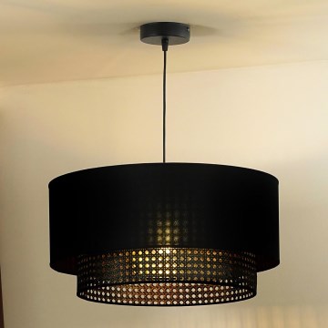 Duolla - Hanglamp aan een koord BOHO RATTAN 1xE27/15W/230V zwart