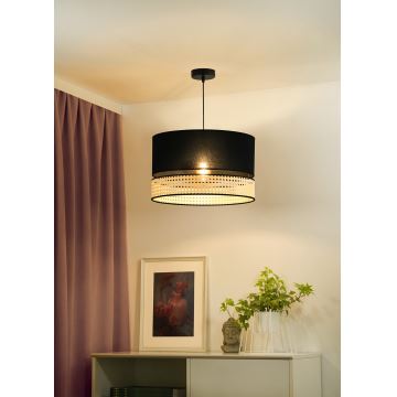 Duolla - Hanglamp aan een koord DOUBLE RATTAN 1xE27/15W/230V zwart/beige