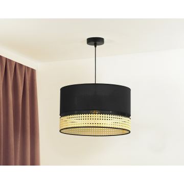 Duolla - Hanglamp aan een koord DOUBLE RATTAN 1xE27/15W/230V zwart/beige