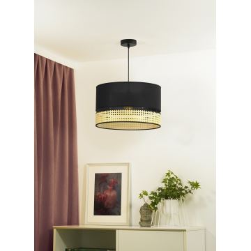 Duolla - Hanglamp aan een koord DOUBLE RATTAN 1xE27/15W/230V zwart/beige