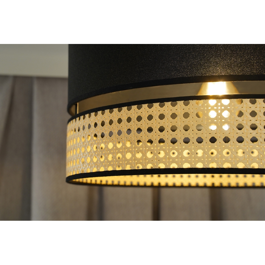 Duolla - Hanglamp aan een koord DOUBLE RATTAN 1xE27/15W/230V zwart/beige