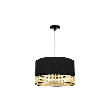 Duolla - Hanglamp aan een koord DOUBLE RATTAN 1xE27/15W/230V zwart/beige