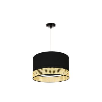 Duolla - Hanglamp aan een koord DOUBLE RATTAN 1xE27/15W/230V zwart/beige