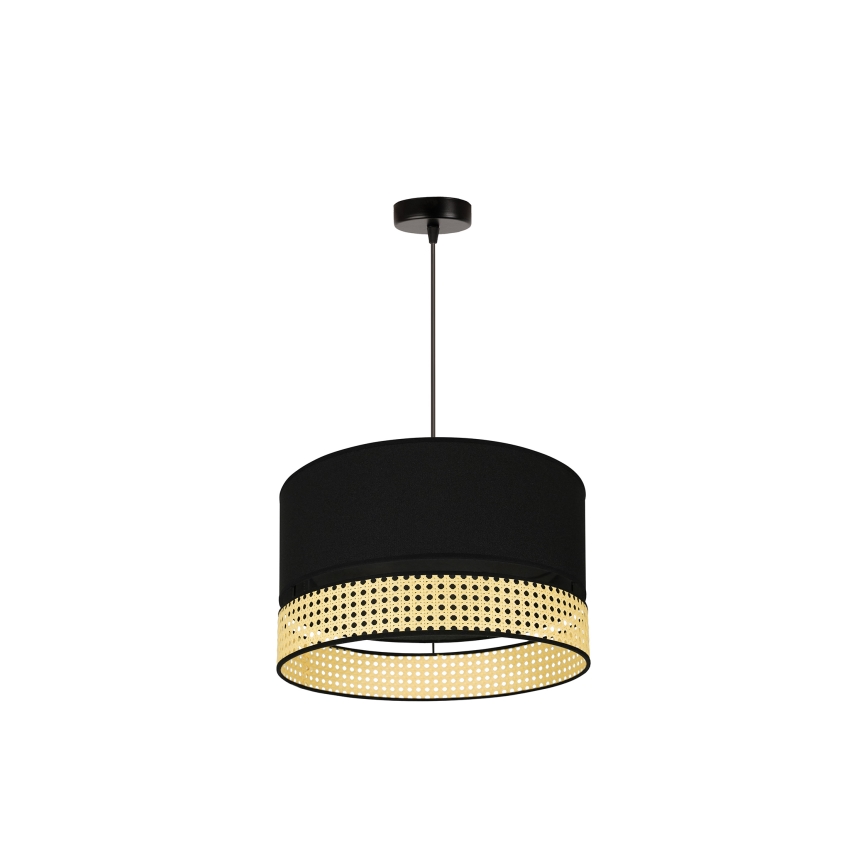 Duolla - Hanglamp aan een koord DOUBLE RATTAN 1xE27/15W/230V zwart/beige