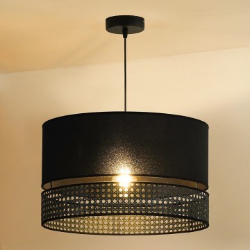 Duolla - Hanglamp aan een koord DOUBLE RATTAN 1xE27/15W/230V zwart