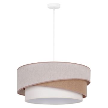 Duolla - Hanglamp aan een koord KOBO 1xE27/15W/230V beige/bruin/wit