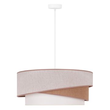 Duolla - Hanglamp aan een koord KOBO 1xE27/15W/230V beige/bruin/wit