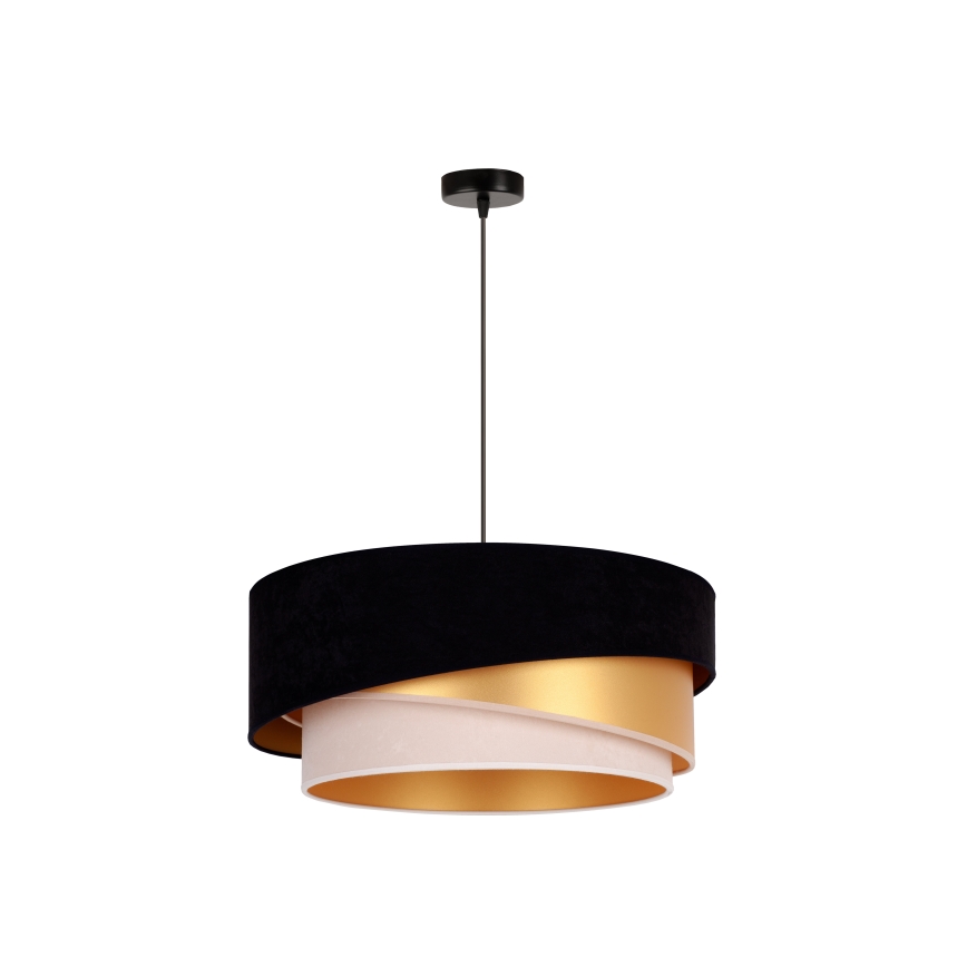 Duolla - Hanglamp aan een koord KOBO 1xE27/15W/230V zwart/goud/crème