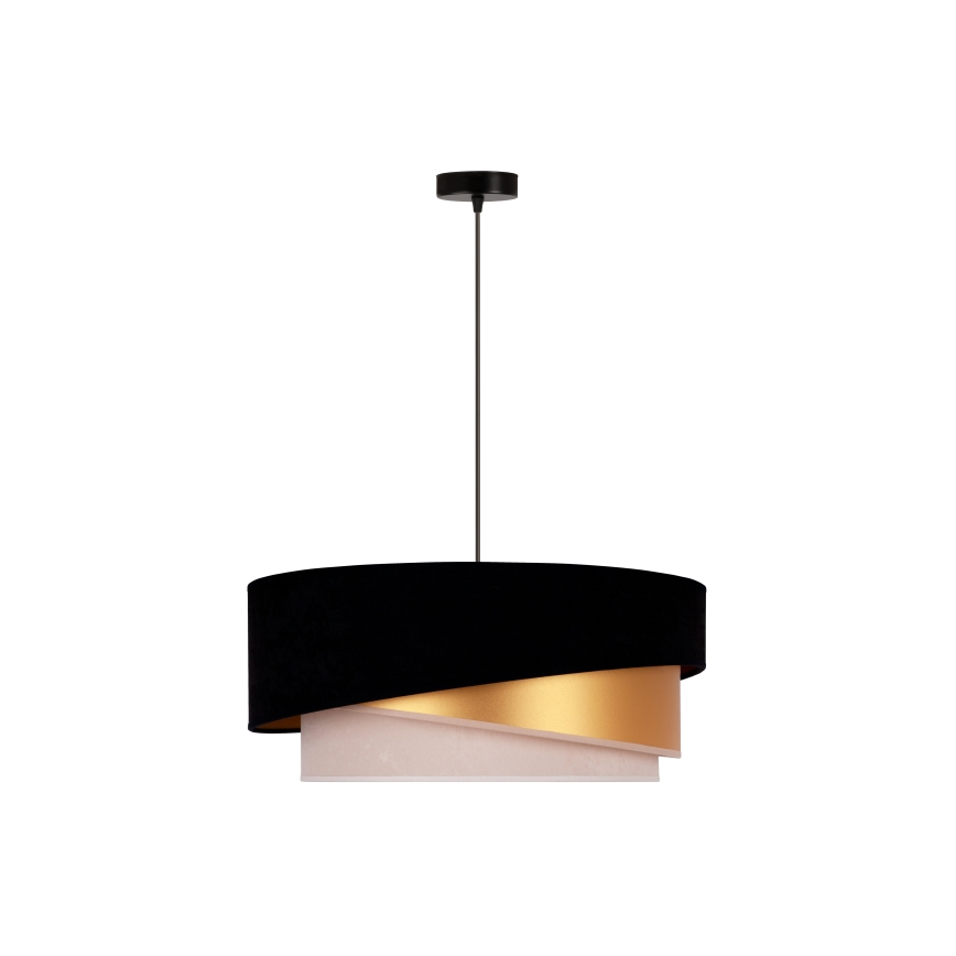 Duolla - Hanglamp aan een koord KOBO 1xE27/15W/230V zwart/goud/crème