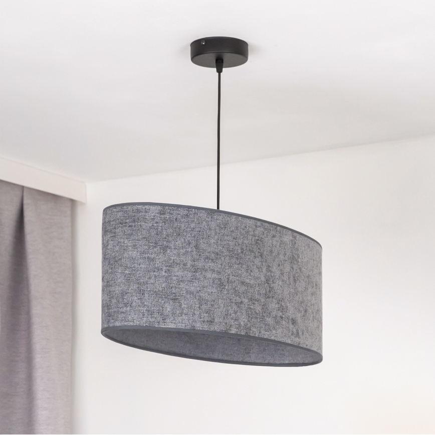 Duolla - Hanglamp aan een koord OVAL 1xE27/15W/230V grijs