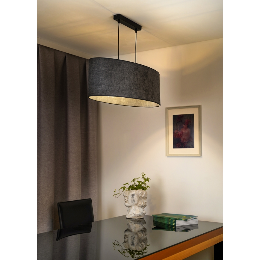 Duolla - Hanglamp aan een koord OVAL 2xE27/15W/230V grijs