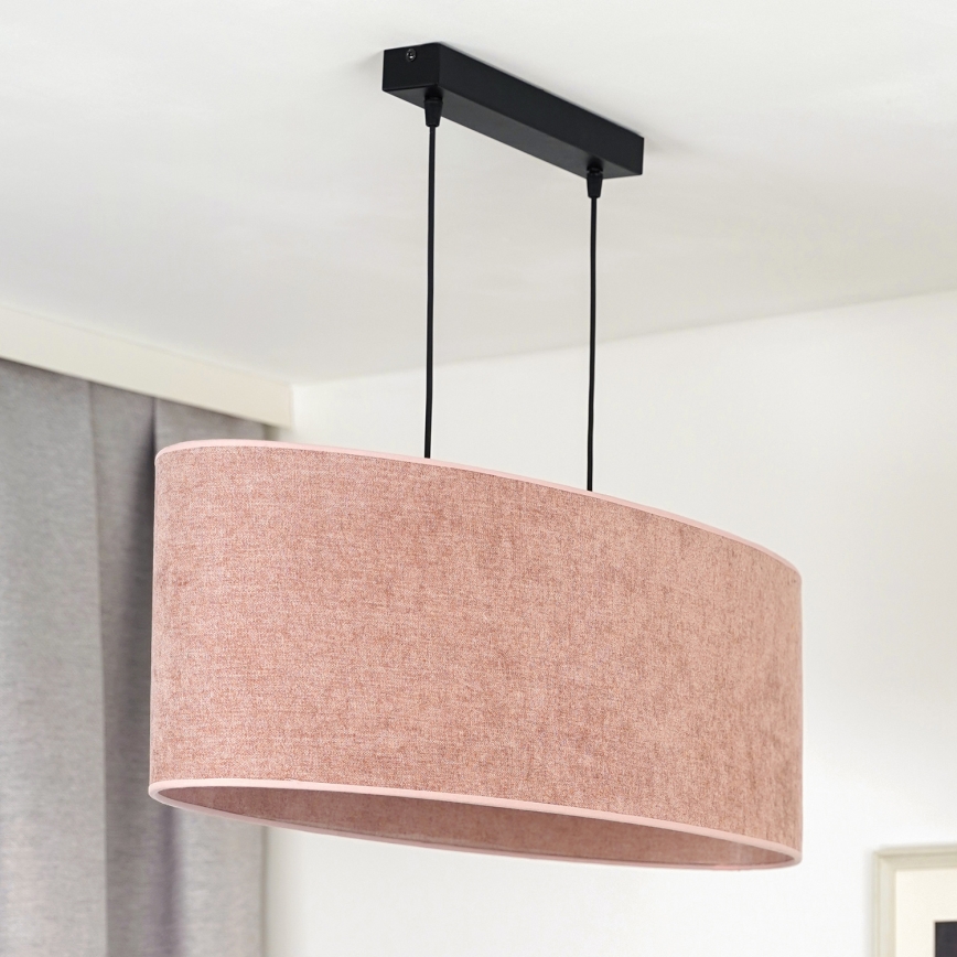 Duolla - Hanglamp aan een koord OVAL 2xE27/15W/230V roze