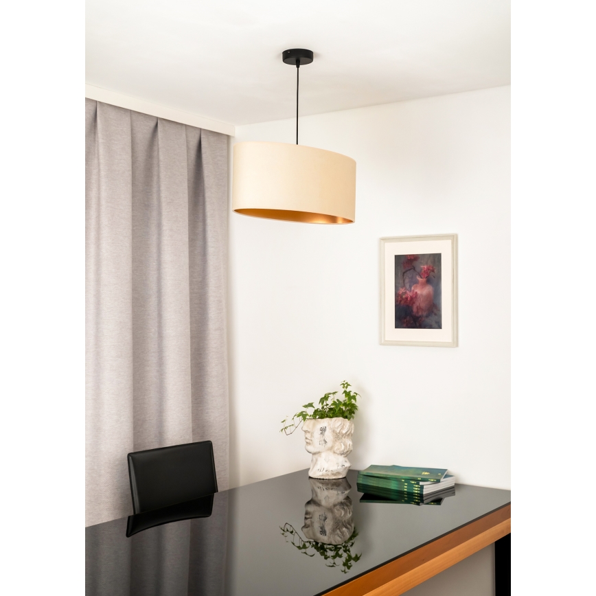 Duolla - Hanglamp aan een koord OVAL VEGAN 1xE27/15W/230V crème