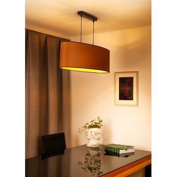 Duolla - Hanglamp aan een koord OVAL VEGAN 2xE27/15W/230V bruin