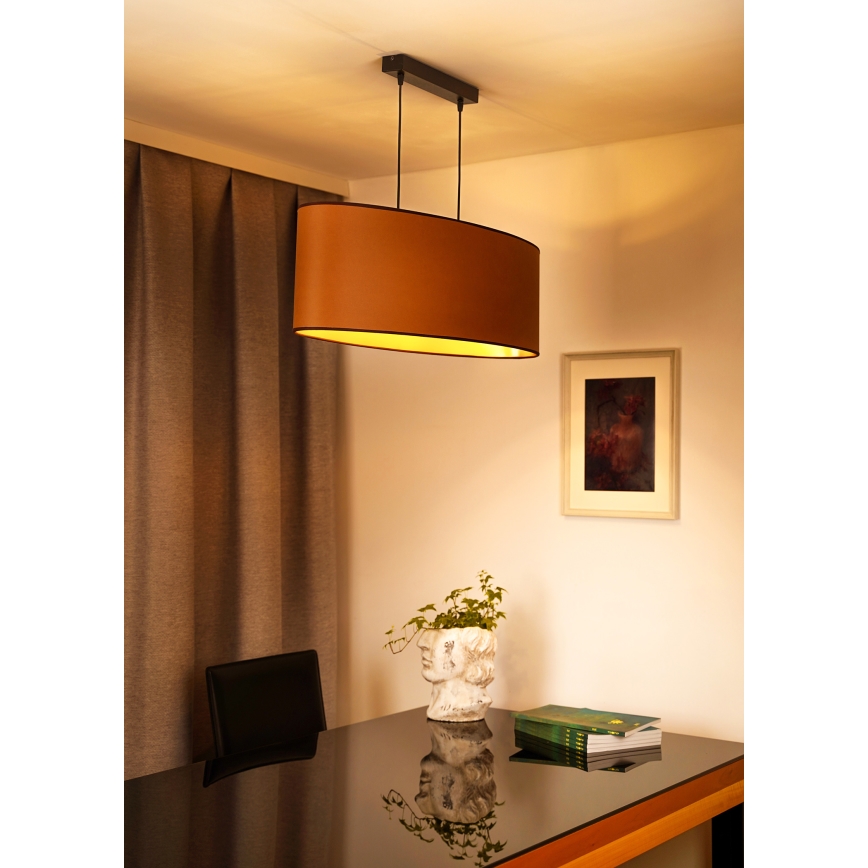 Duolla - Hanglamp aan een koord OVAL VEGAN 2xE27/15W/230V bruin