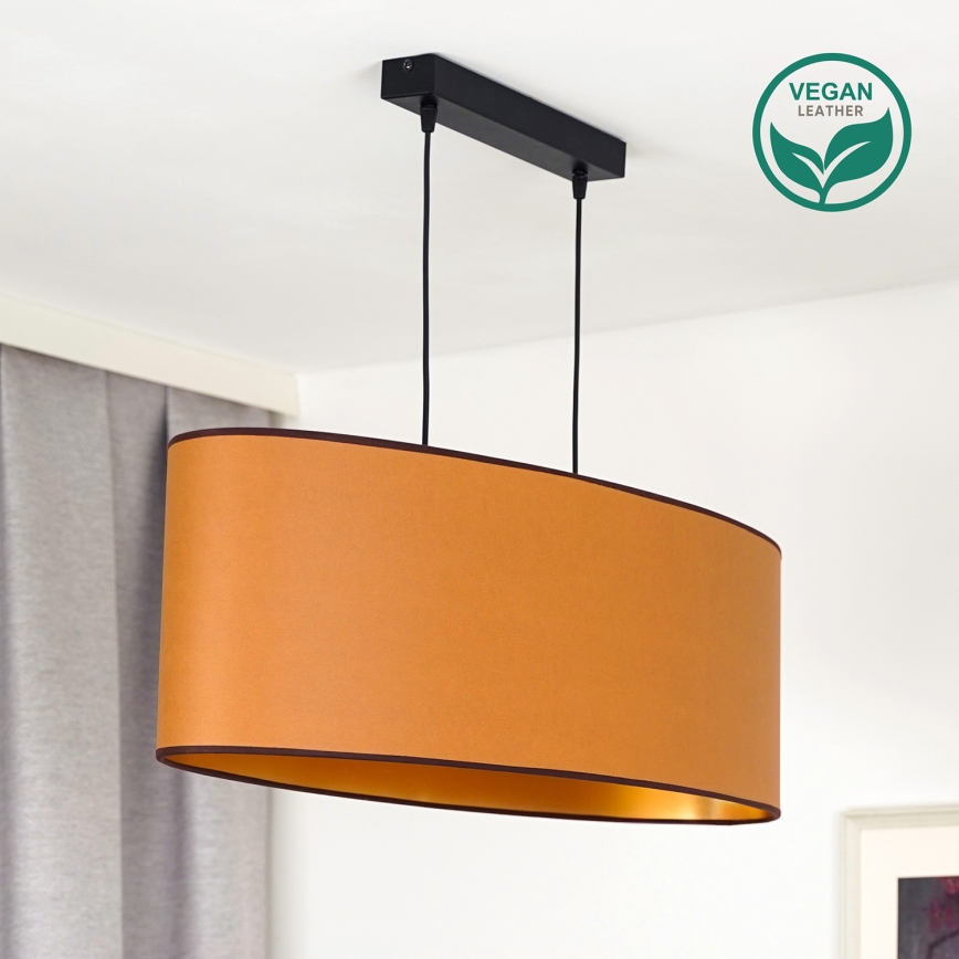 Duolla - Hanglamp aan een koord OVAL VEGAN 2xE27/15W/230V bruin