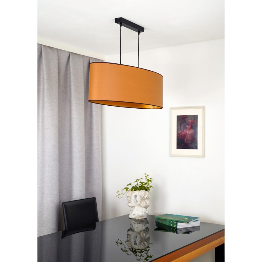 Duolla - Hanglamp aan een koord OVAL VEGAN 2xE27/15W/230V bruin