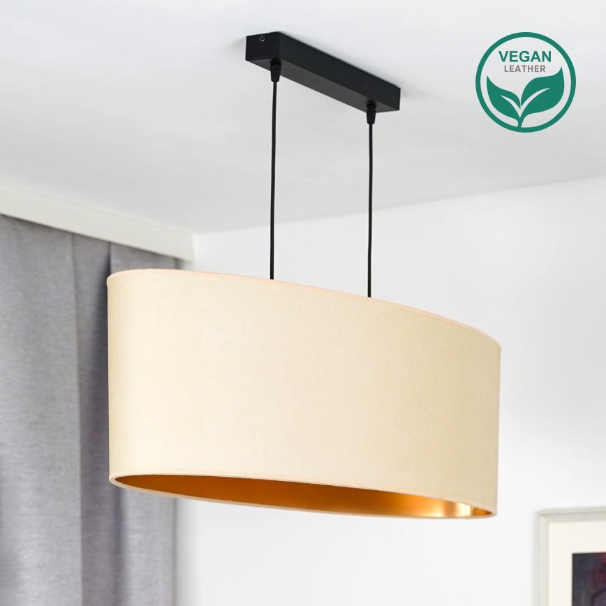 Duolla - Hanglamp aan een koord OVAL VEGAN 2xE27/15W/230V crème